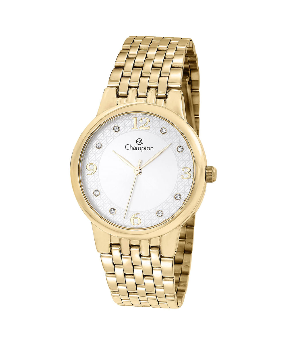 relógio feminino champion cn24146w analógico dourado