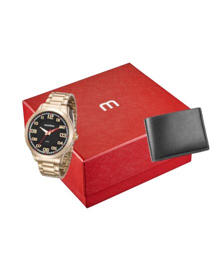 kit relógio masculino mondaine 99142gpmvde5kd analógico dourado UNICO kit relógio masculino mondaine 99142gpmvde5kd analógico dourado UNICO