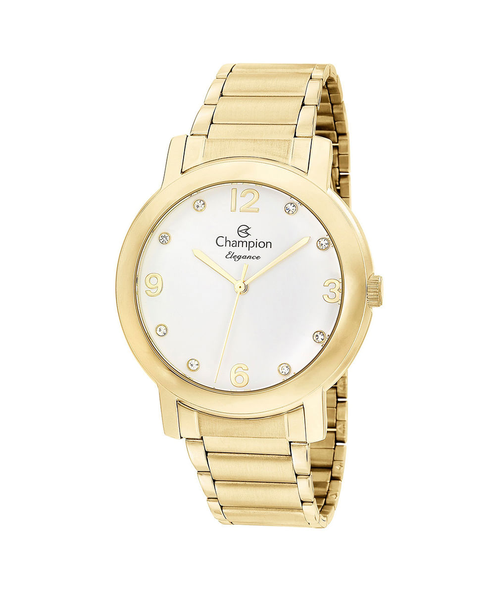 relógio feminino champion cn25654w analógico dourado