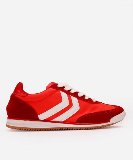 tênis casual com recortes bicolor ace vermelho 34