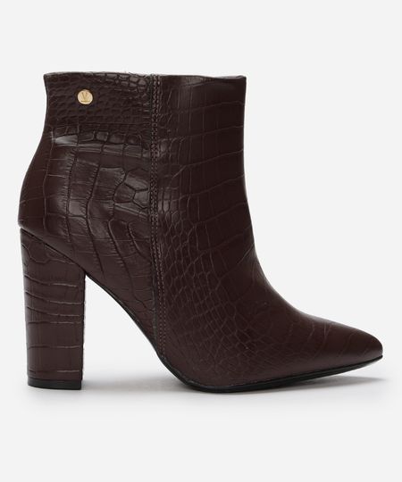 bota cano curto feminina croco vizzano marrom 34 bota cano curto feminina croco vizzano marrom 34