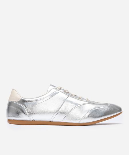 tênis casual cano baixo com recortes mindset prateado 39 tênis casual cano baixo com recortes mindset prateado 39