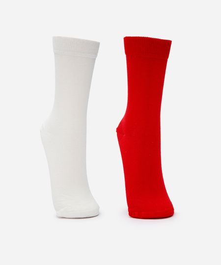 kit de 2 meias femininas cano alto canelada mindset colorida 34-39
