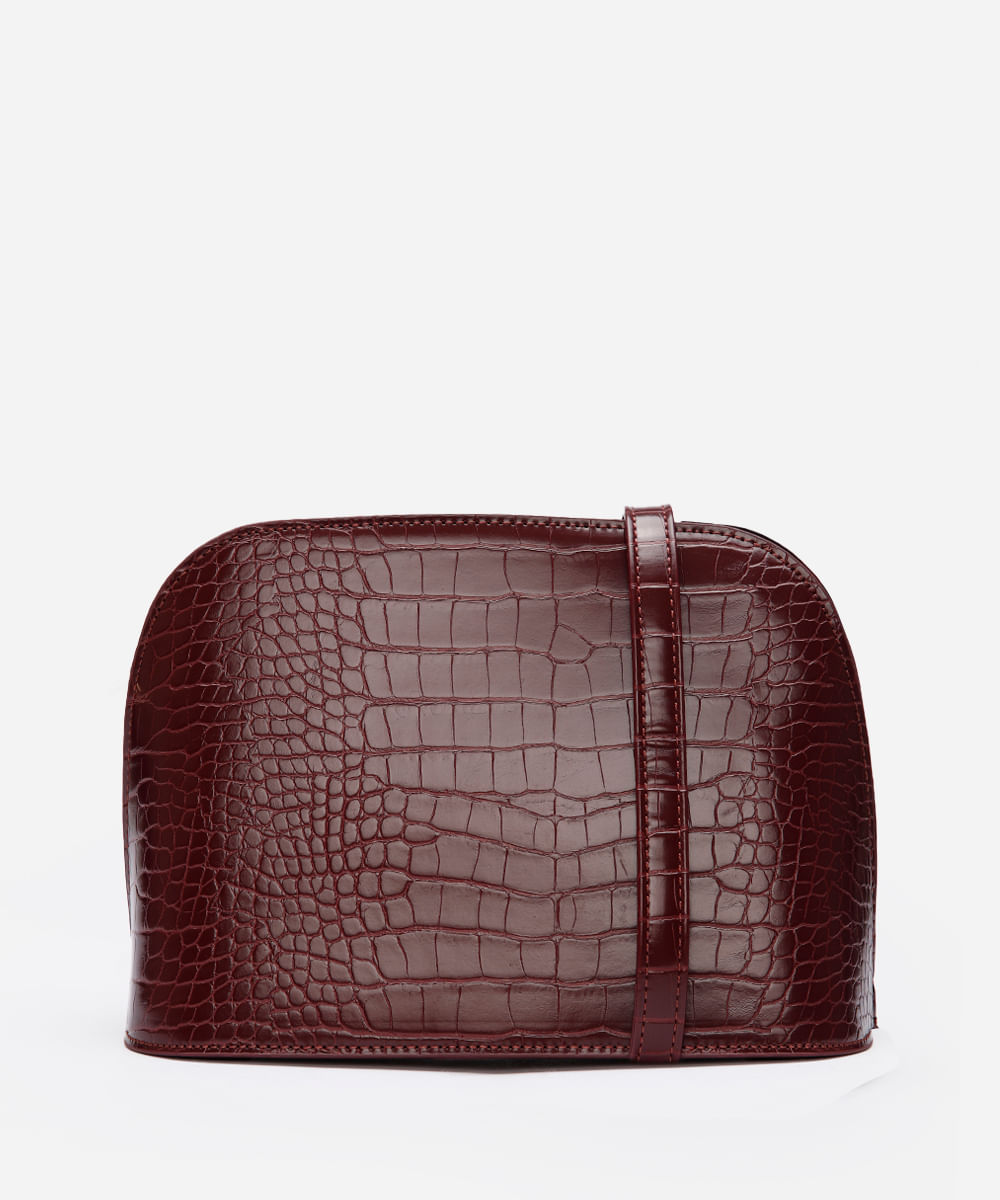 bolsa feminina transversal croco vinho
