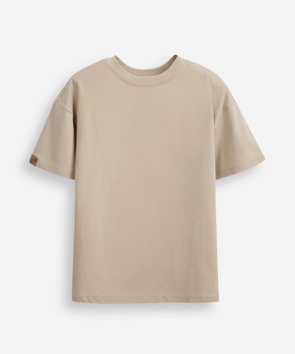 camiseta oversized juvenil de algodão básica bege