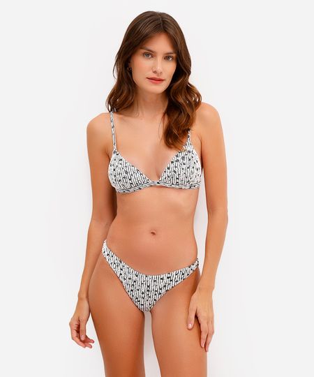 biquíni calcinha asa delta texturizado listrado off white G
