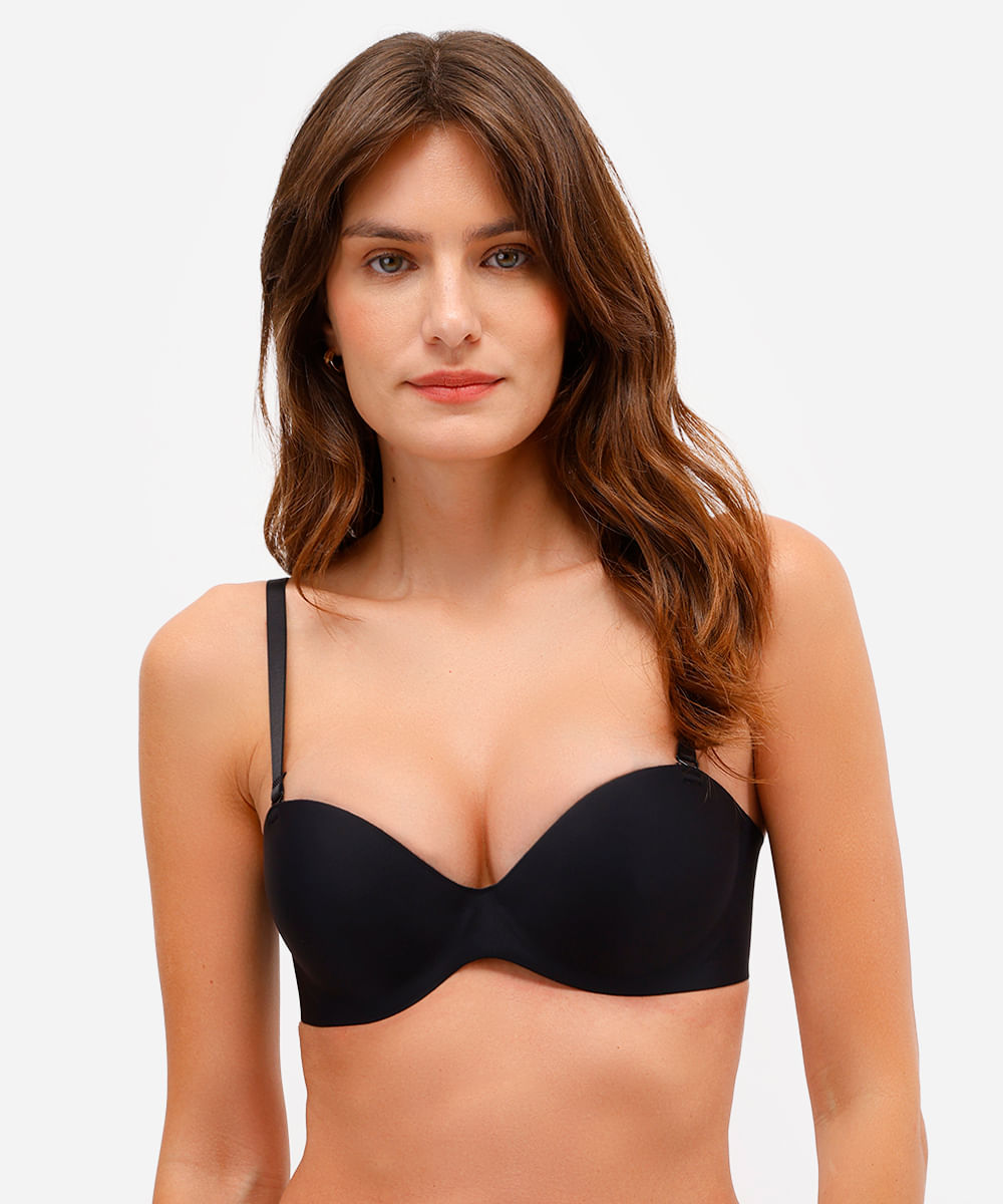 sutiã meia taça alça removível preto