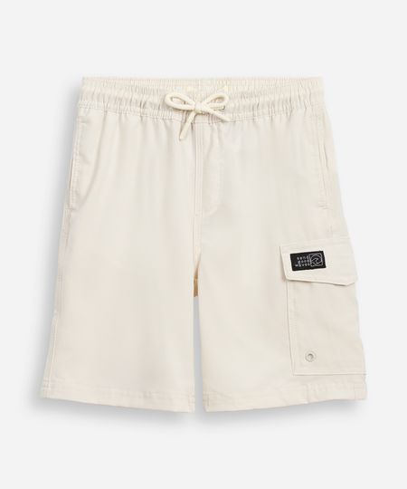 bermuda infantil com bolsos bege 4