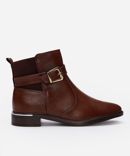 bota chelsea feminina com fivela vizzano marrom 35