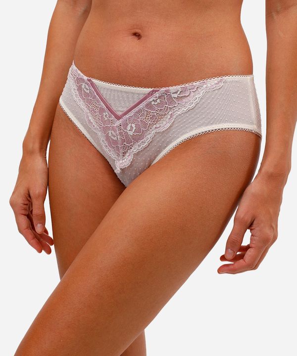 calcinha caleçon feminina com renda off white M