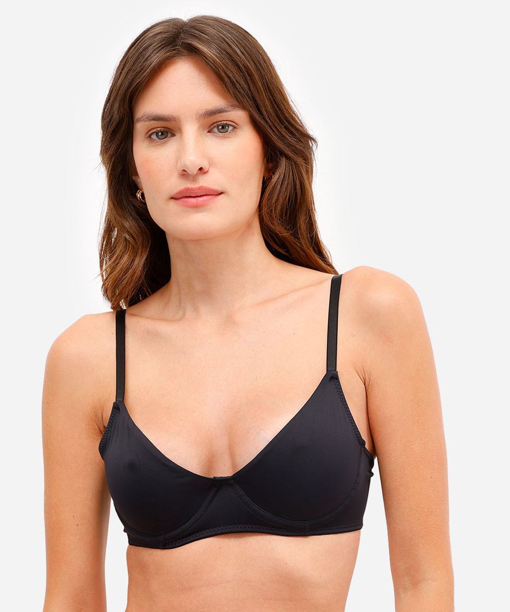 sutiã meia taça sem bojo preto