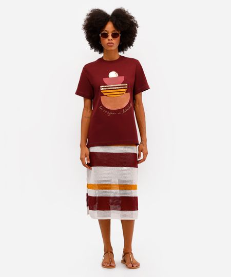 saia midi feminina de tricot com fendas listrada vivi olimo bege PP saia midi feminina de tricot com fendas listrada vivi olimo bege PP