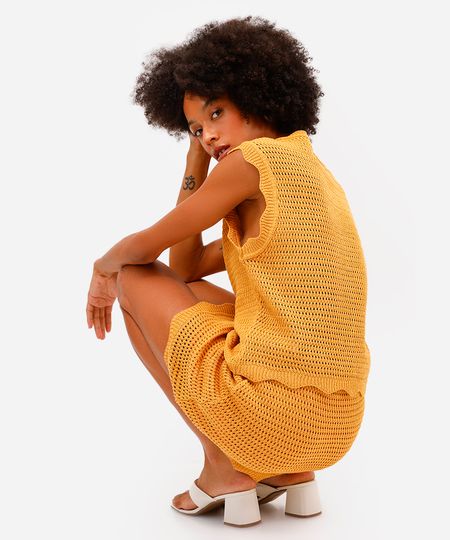 colete feminino de tricot amarelo P
