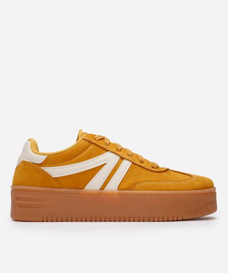 tênis plataforma casual com recortes ace amarelo 38