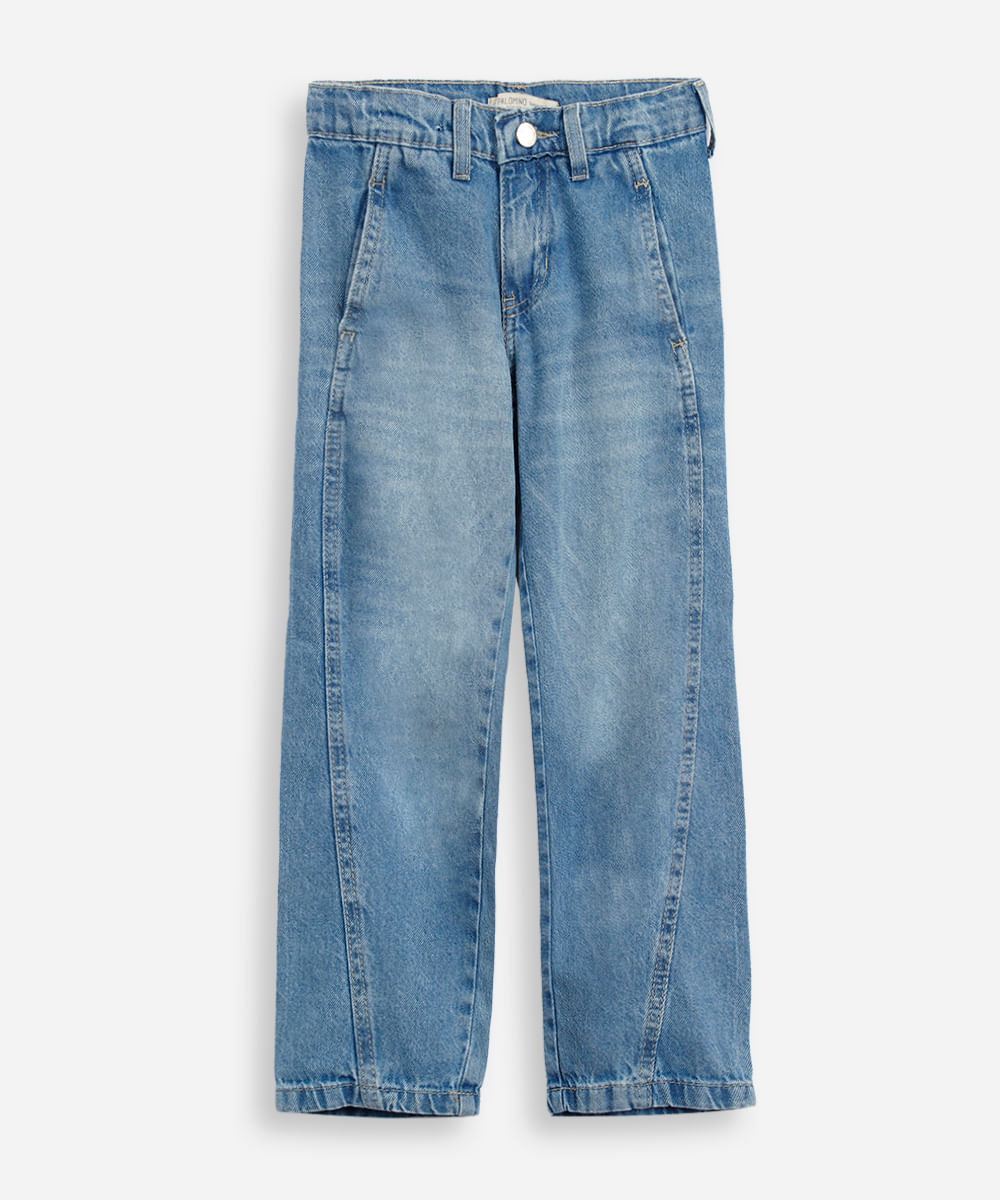 calça balloon infantil jeans azul