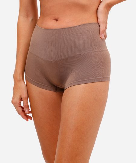 calcinha modeladora cintura alta delrio sem costura marrom P calcinha modeladora cintura alta delrio sem costura marrom P