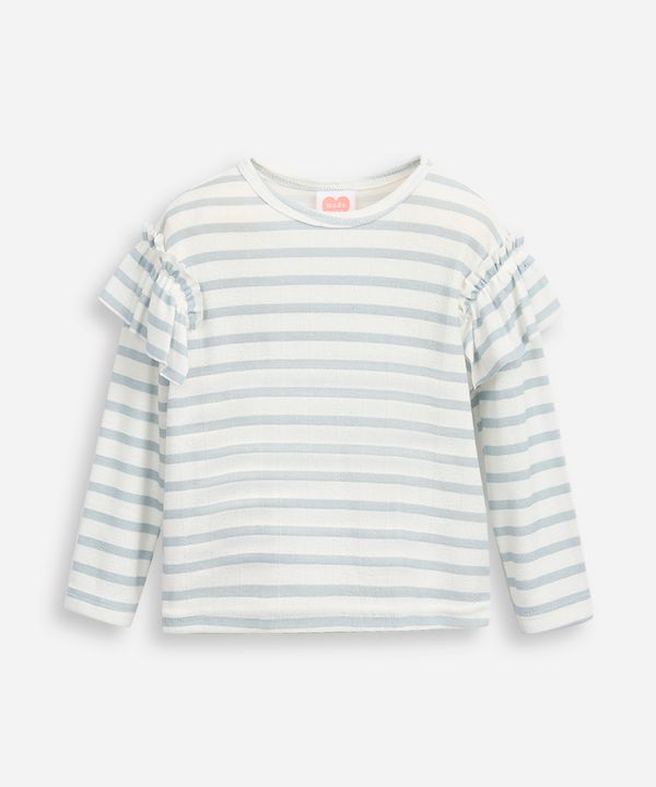 blusa infantil manga longa com babado listrada azul 5