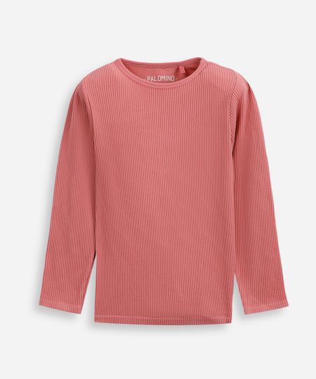 blusa canelada infantil manga longa rosa 10
