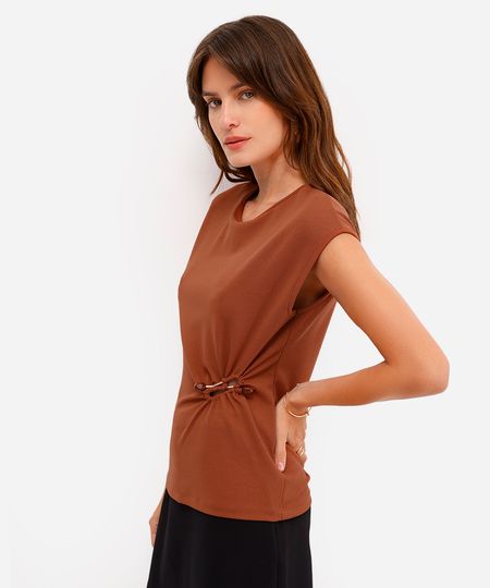 regata muscle feminina texturizada franzida marrom PP regata muscle feminina texturizada franzida marrom PP