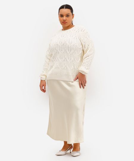 saia midi feminina acetinada plus size bege GG3 saia midi feminina acetinada plus size bege GG3