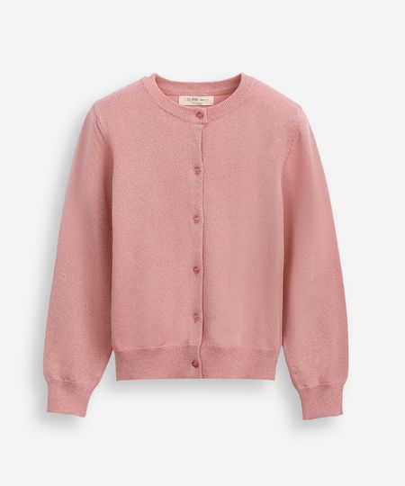 cardigan de tricot infantil com lurex rosa 4