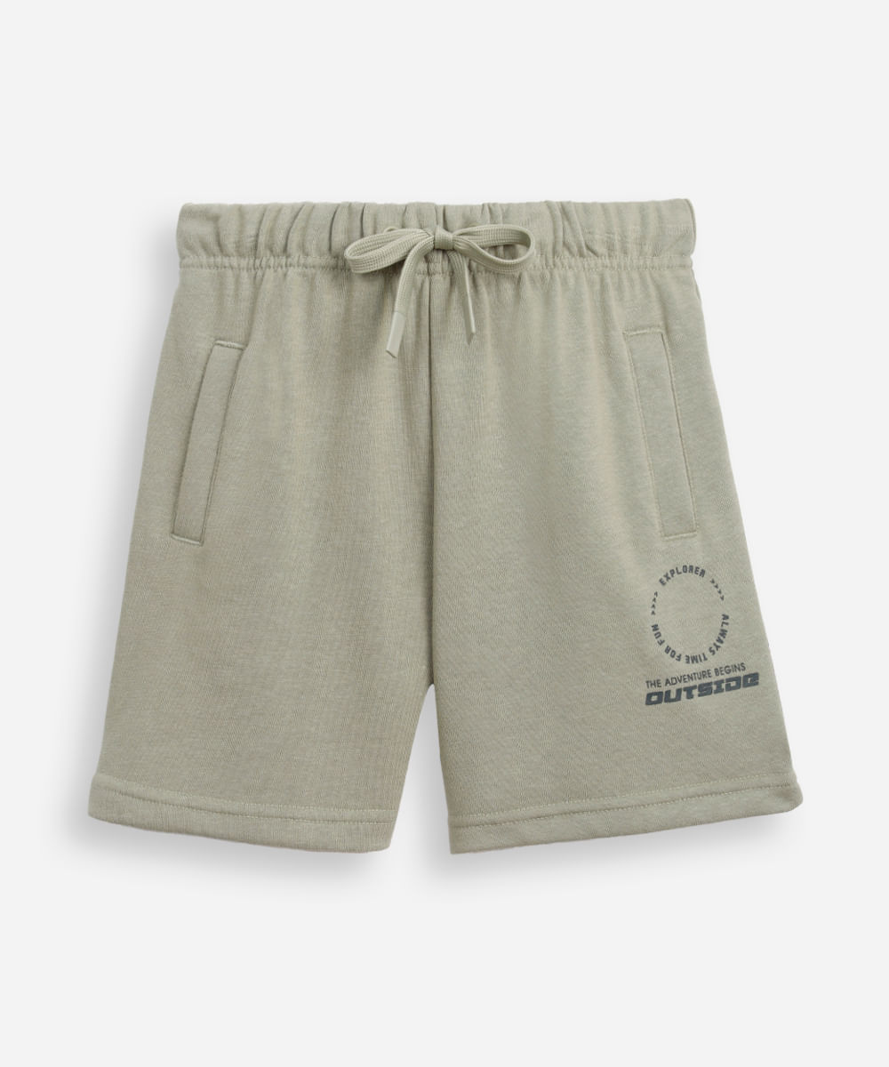 short reto infantil de algodão cós com elástico verde