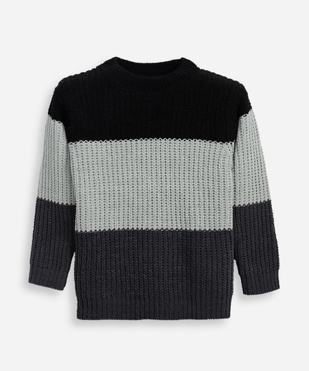 suéter de tricot infantil texturizado e listrado cinza 12