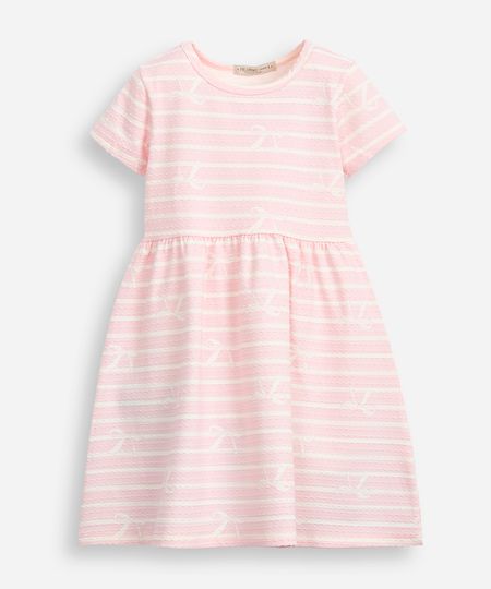 vestido de algodão infantil lacinho texturizado rosa 6