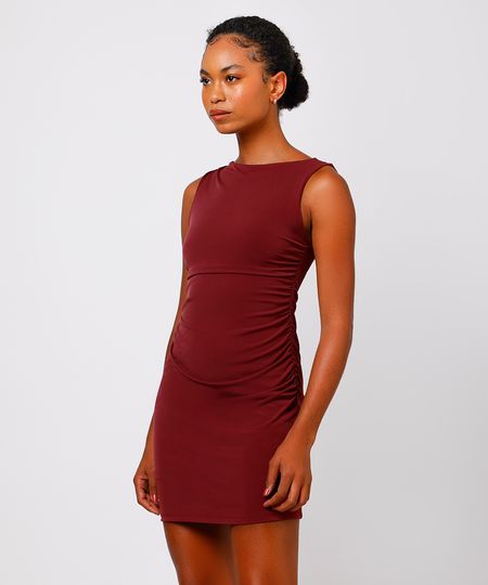vestido curto feminino franzido mindset vinho GG vestido curto feminino franzido mindset vinho GG