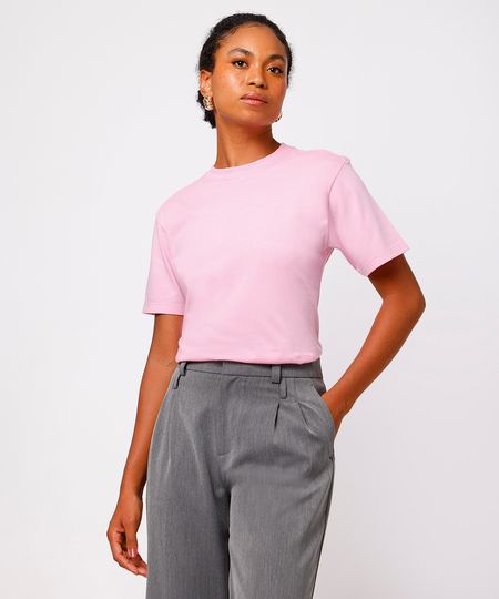 camiseta básica de algodão mindset rosa M