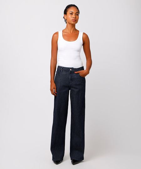 calça copenhagen feminina jeans risca de giz mindset azul 44