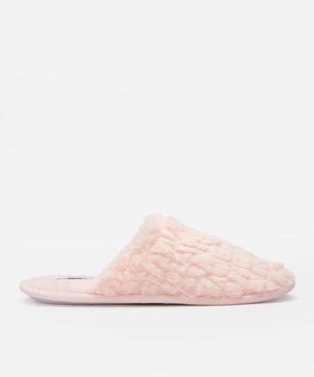 pantufa feminina de pelúcia com antiderrapante rosa 34-35