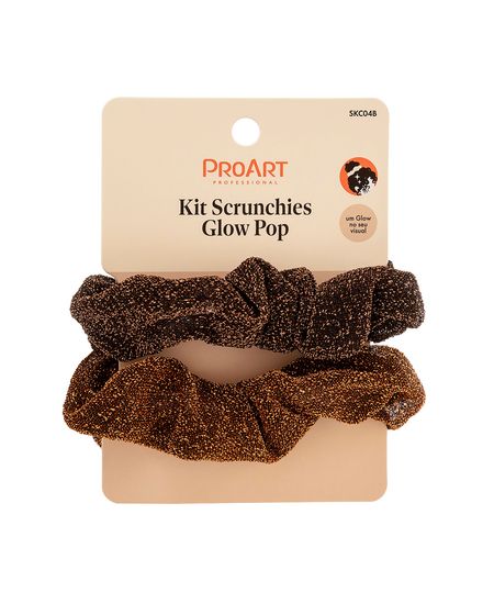 kit de 2 elásticos de cabelo scrunchie proart brown glow pop marrom UNICO kit de 2 elásticos de cabelo scrunchie proart brown glow pop marrom UNICO