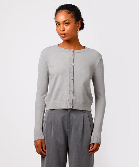 cardigan feminino de tricot mindset cinza GG