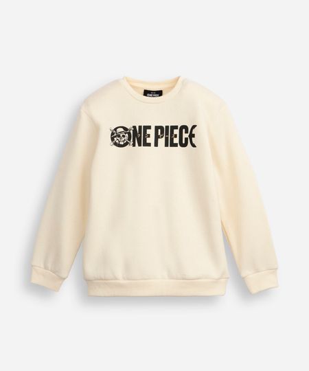 blusão de moletom infantil one piece bege 6