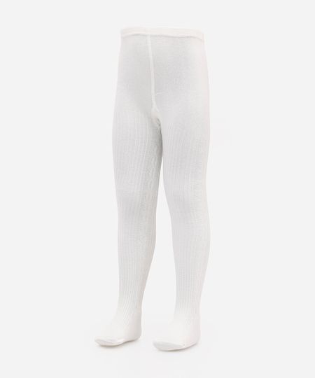 meia calça infantil texturizada off white P