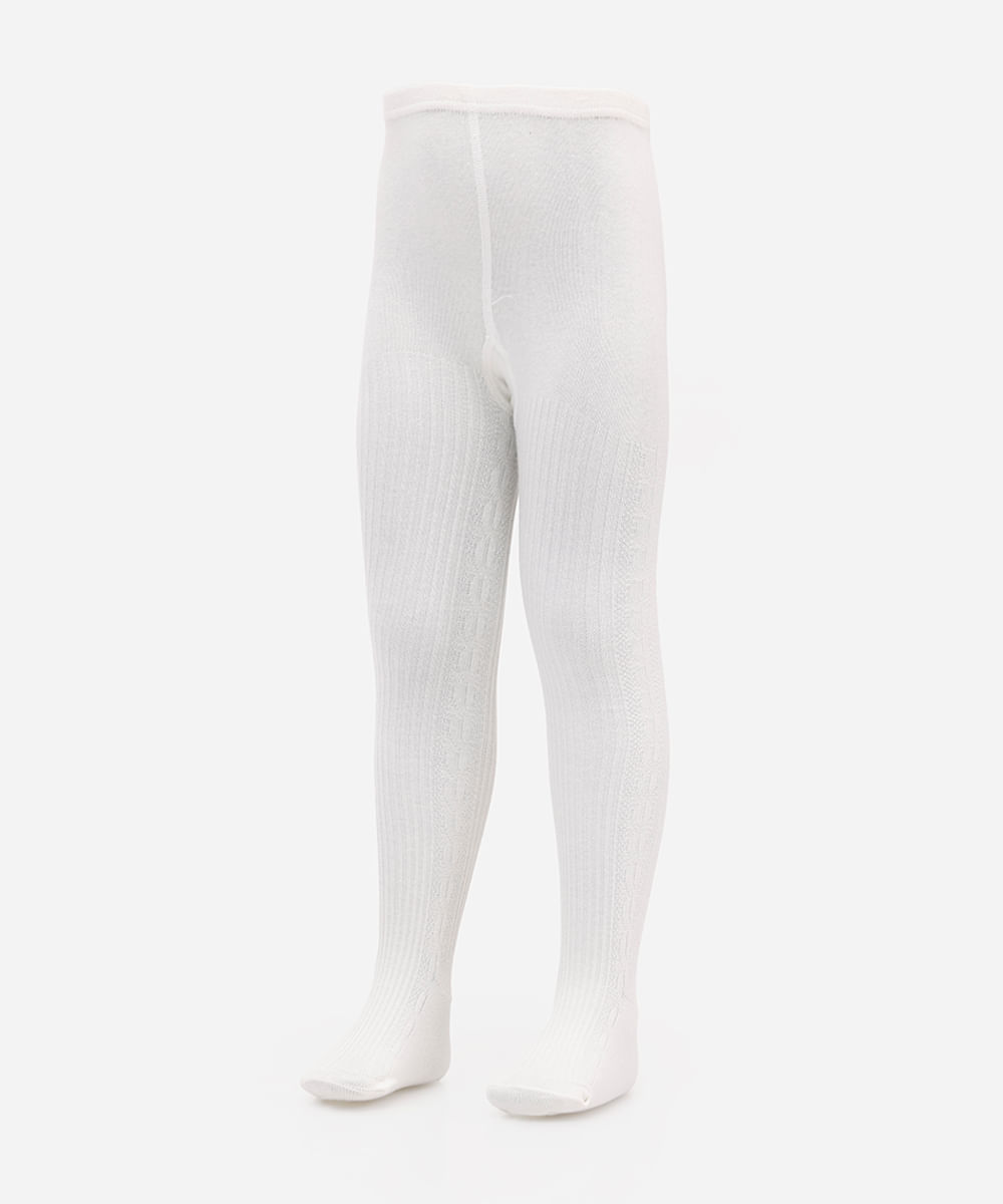 meia calça infantil texturizada off white