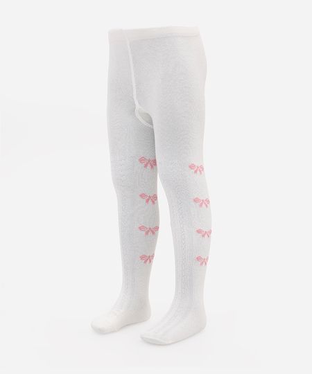 meia calça infantil lacinho off white G