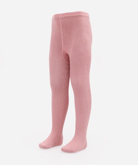 meia calça infantil texturizada rosa M