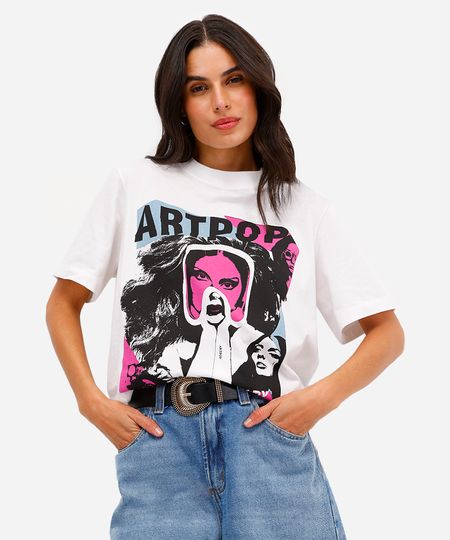 camiseta unissex de algodão artpop lady gaga off white G camiseta unissex de algodão artpop lady gaga off white G