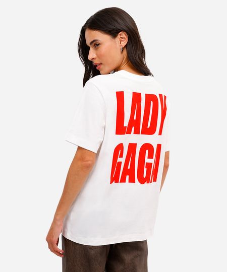camiseta unissex de algodão lady gaga off white M