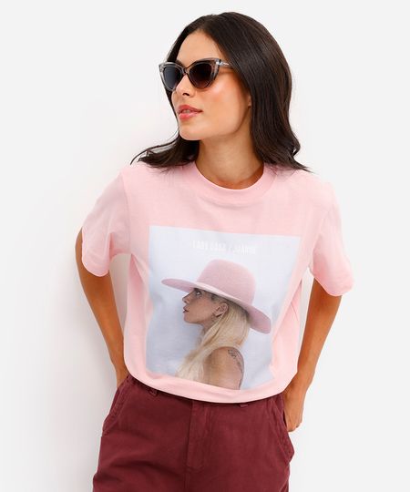 camiseta unissex de algodão joanne lady gaga - rosa claro P