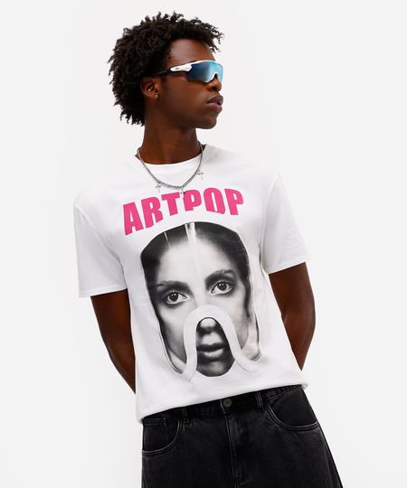 camiseta unissex de algodão artpop lady gaga off white PP