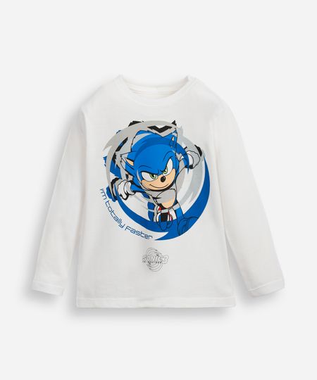 blusa de algodão infantil manga longa sonic off white 6 blusa de algodão infantil manga longa sonic off white 6