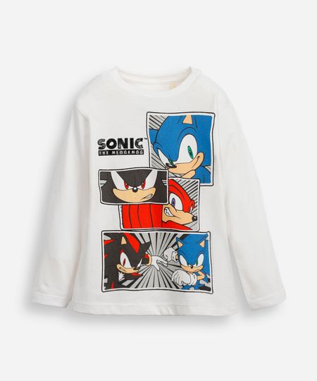 blusa de algodão infantil manga longa sonic off white 4