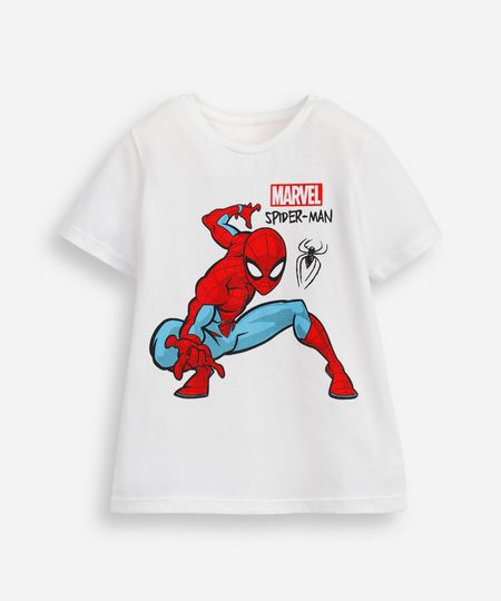 camiseta de algodão infantil manga curta homem aranha off white 2