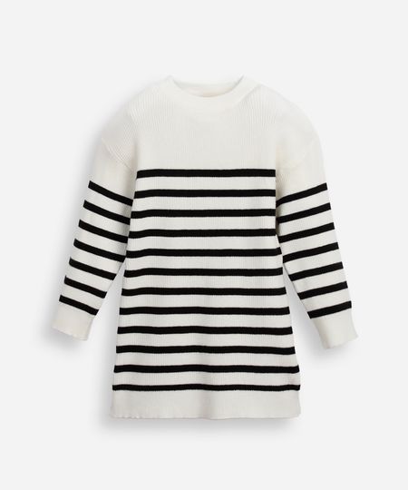 vestido infantil de tricot listrado off white 8 vestido infantil de tricot listrado off white 8