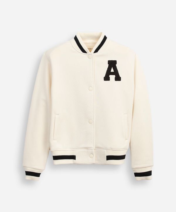jaqueta bomber juvenil de moletom college bege 16