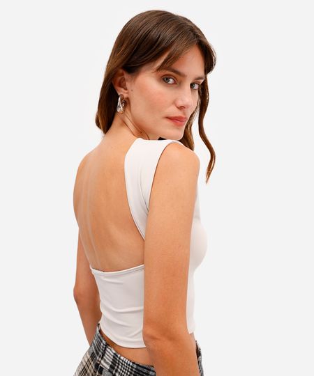 top de poliamida decote nas costas - bege claro PP top de poliamida decote nas costas - bege claro PP