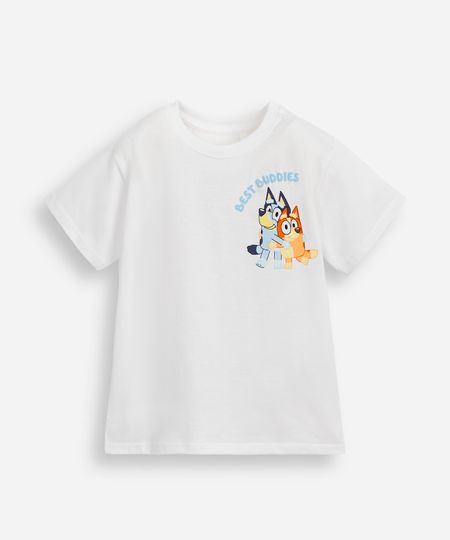 camiseta de algodão infantil manga curta bluey off white 3